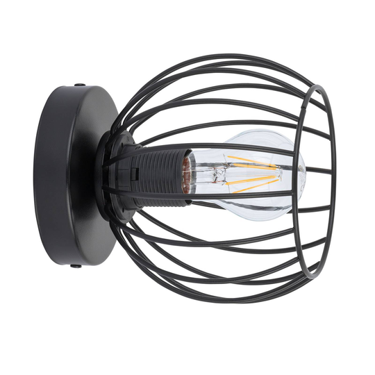 Vägglampa Nele, svart, med en burskärm