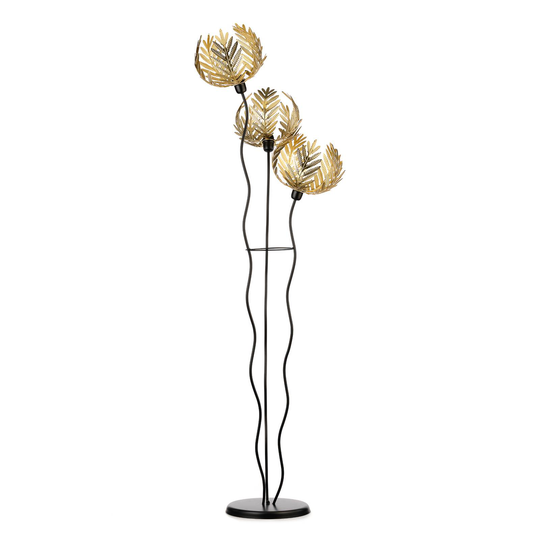 Dubai golvlampa, palmdekor, 3 lampor, guld