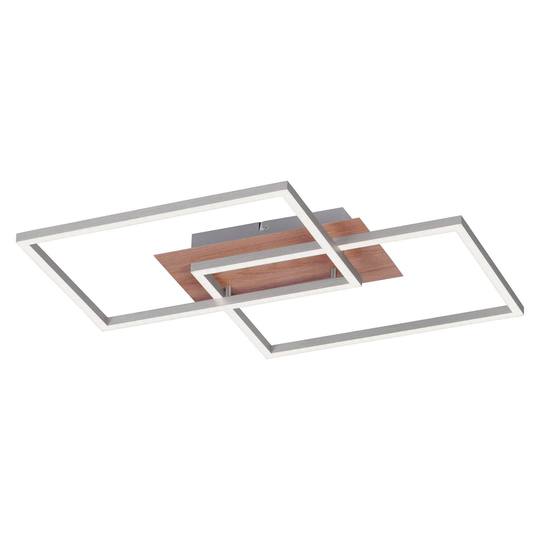 LED-taklampa Iven trädekor/stål, 2 lampor kvadrat
