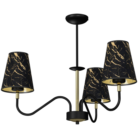 Taklampa Harmias, svart/guld, 3 lampor