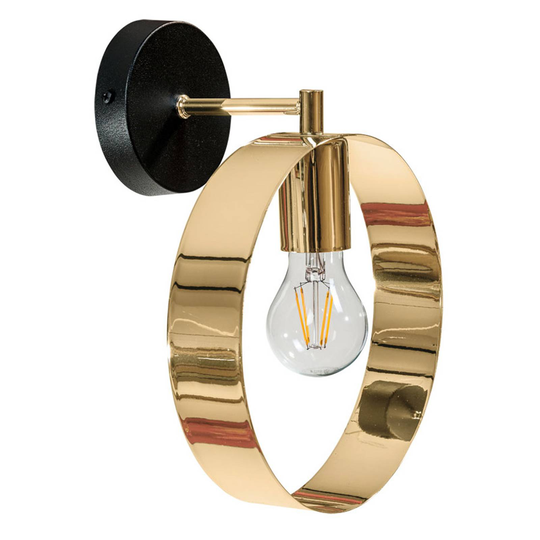 Vägglampa Mira, rund, guld