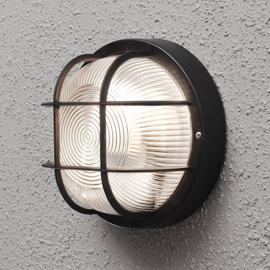 Utomhusvägglampa Elmas, rund, svart