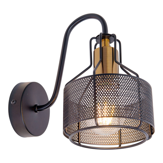 Vägglampa Foro, 1 lampa, svart/guld