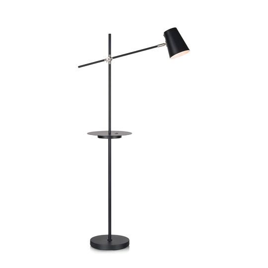 Golvlampa Linear med USB-laddningsstation, svart