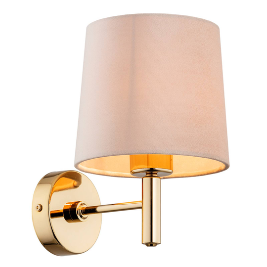 Vägglampa Polo, beige/mässing mörk