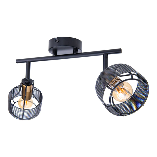 Taklampa Foro, 2 lampor, svart/guld