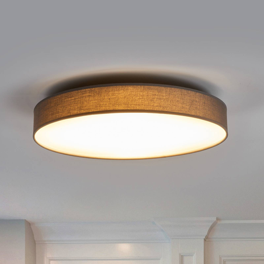 LED-taklampa Saira i textil, 50 cm, grå
