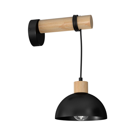 Vägglampa Arik svart av metall och trä