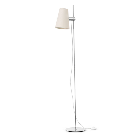 Golvlampa Lupe med justerbar textilskärm