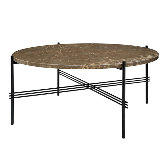 GUBI TS Soffbord Runt Ø80 Svart/ Brun Emperador Marmor