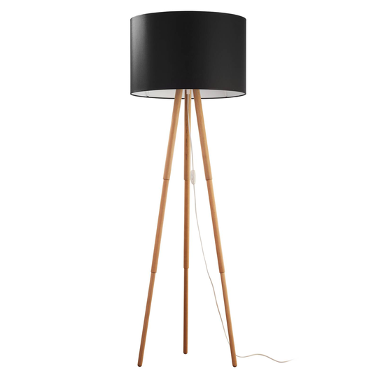 Golvlampa Tokyo, stativ av trä, bok/svart