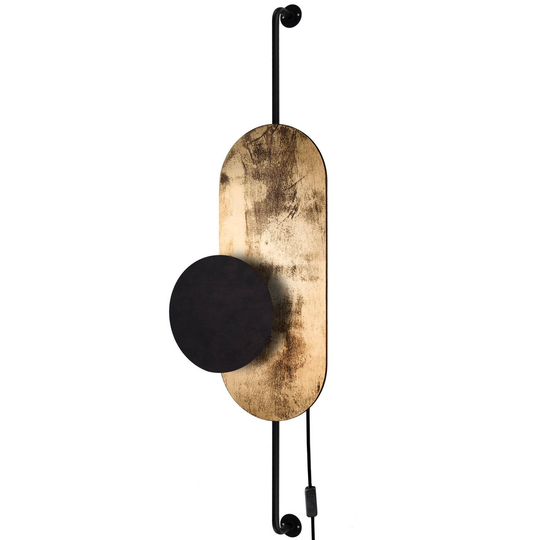 Vägglampa Wheel, guld med svart bländare