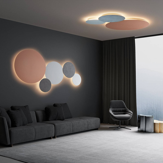 Escale Blade LED-vägglampa, betongoptik, Ø 44 cm