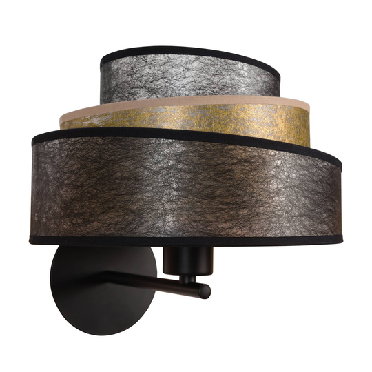 Vägglampa Trio shine, fleece, svart/guld Ø25 cm