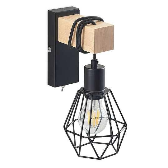 Lindby Evje Vintage-vägglampa, bur, kantig