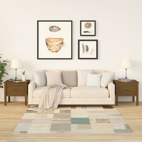 vidaXL Sidobord 2 st honungsbrun 50x50x49 cm massivt furuträ