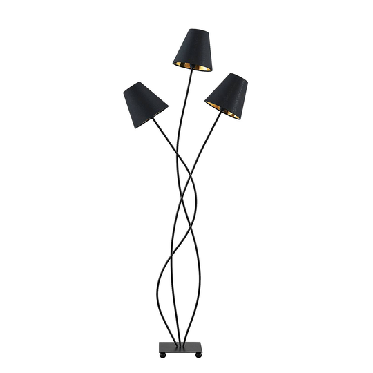 Lindby Komalie golvlampa, 3 lampor, svart