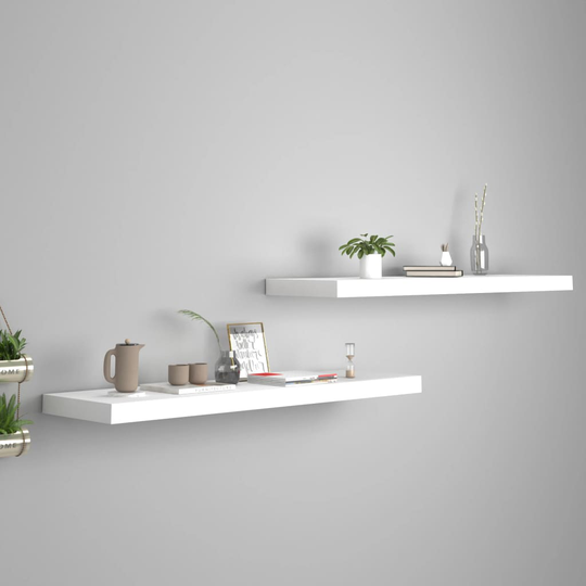 vidaXL Svävande vägghyllor 2 st vit 90x23,5x3,8 cm MDF