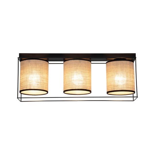 Taklampa Tubo, textilskärm, beige, 3 lampa