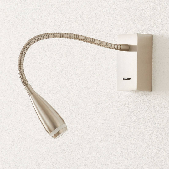 LED-vägglampa Clik, strömbrytare, nickel matt