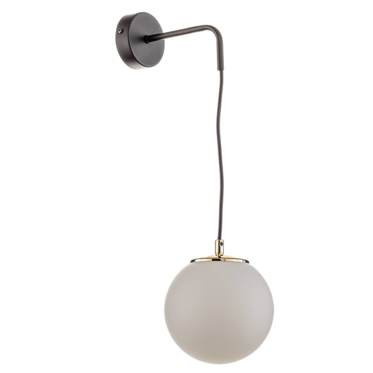 Vägglampa Ognis K1 med kulskärm, svart/guld