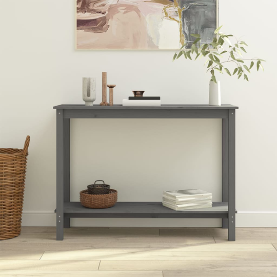 vidaXL Konsolbord grå 110x40x80 cm massiv furu