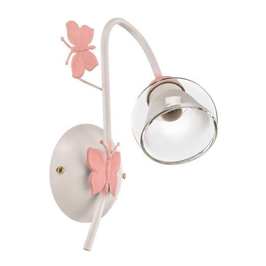 Vägglampa Butterfly i vitt och rosé