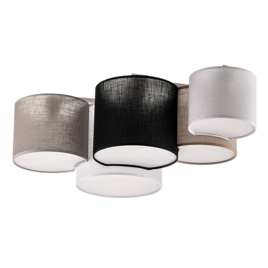 Taklampa Mona Colour, 5 lampor vit/brun/grå