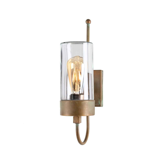 Utomhusvägglampa Silindar 3356, mässing antik/klar