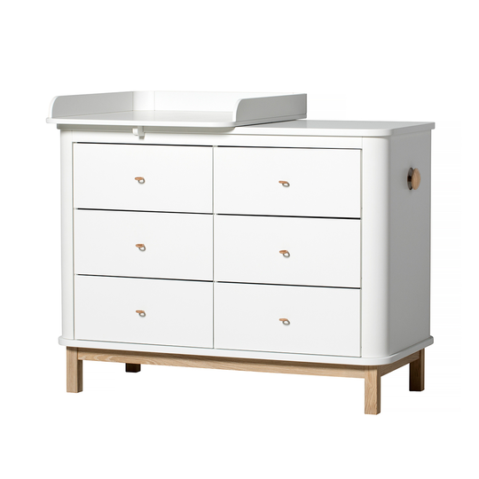 Byrå Wood liten skötbädd vit/ ek, Oliver Furniture