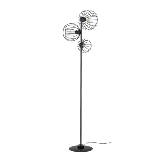 Golvlampa Nele, svart, med tre burskärmar