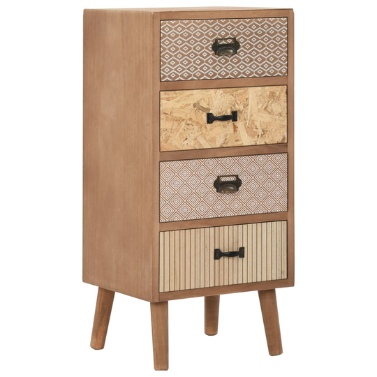 vidaXL Sidoskåp med 4 lådor brun 34,5x30x74,5 cm MDF