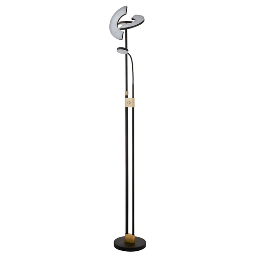 LED-golvlampa Gio, satinerad mässing/svart