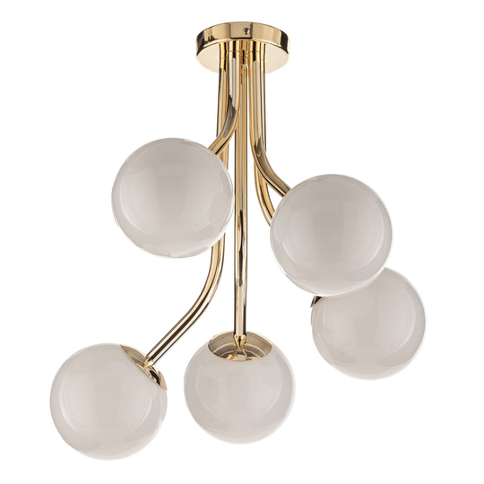 Taklampa Selva, 5 lampor tillsatt, guld