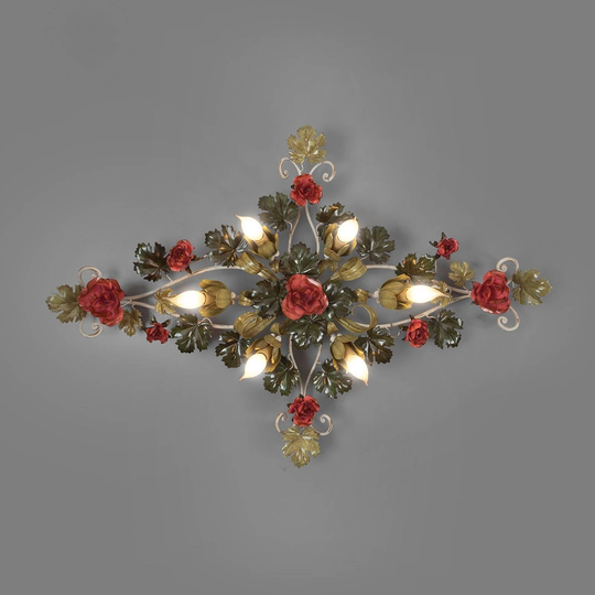 Taklampa Ancona med rosdekor, 115 cm