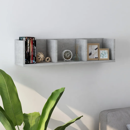 CD-hylla betonggrå 75x18x18 cm spånskiva