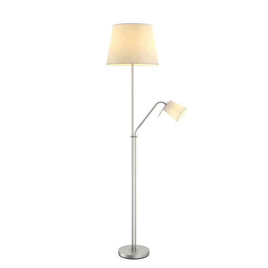 Lindby Nantwin golvlampa, textilskärm, vit