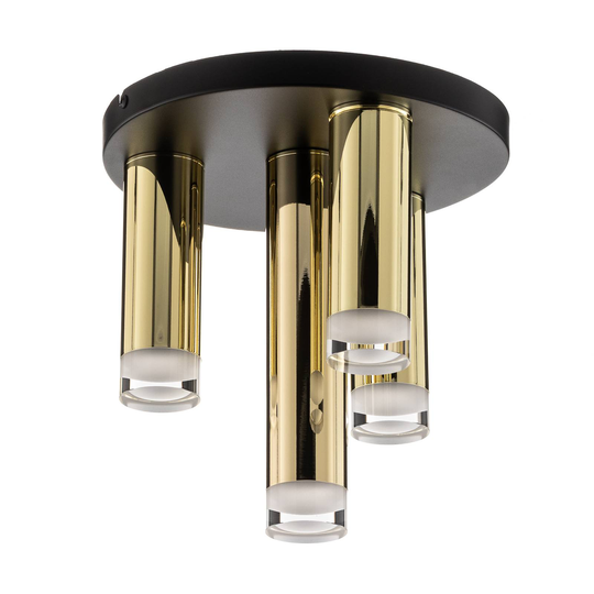 Taklampa Shine, 4 lampor, rund, guld