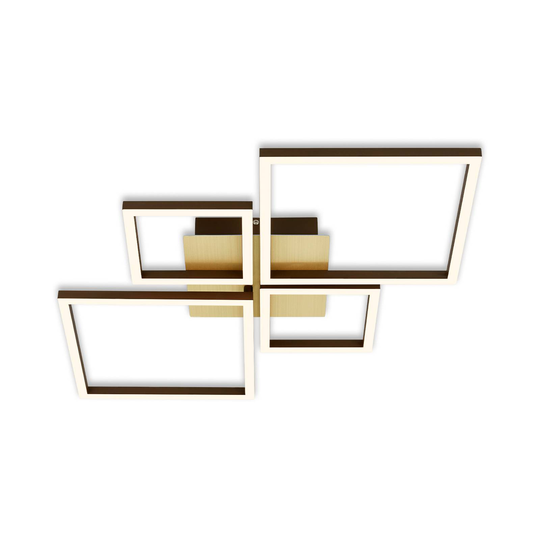 LED-taklampa Frame, guld, dimbar, 4 lampor