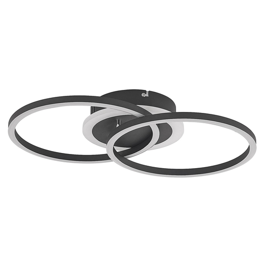 Lindby LED-taklampa Fjardo CCT ringar, svart
