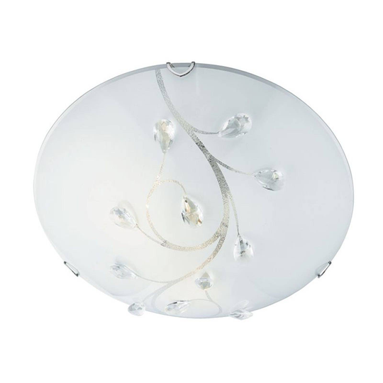 Glastaklampa Flush Flower, Ø 40 cm