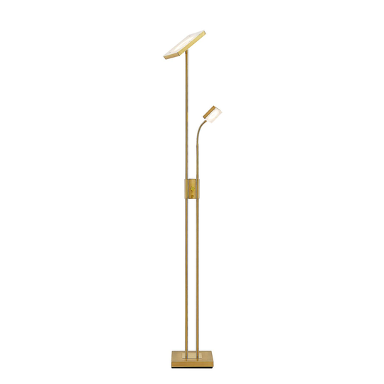 Lindby Seppa LED-golvlampa, kantig, mässing