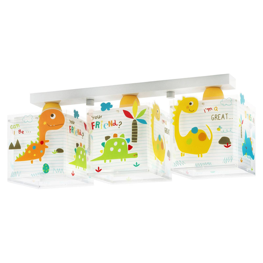 Taklampa med barnrum Dinos, 3 lampor