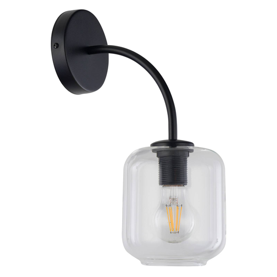 Vägglampa Kanja, 1 lampa, svart/klar