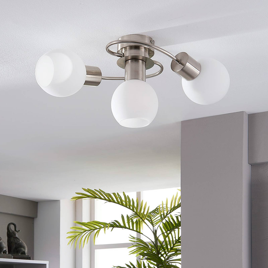 LED-taklampa Ciala, 3 lampor, nickel