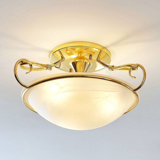 Glas-taklampa Lonika, glänsande mässing