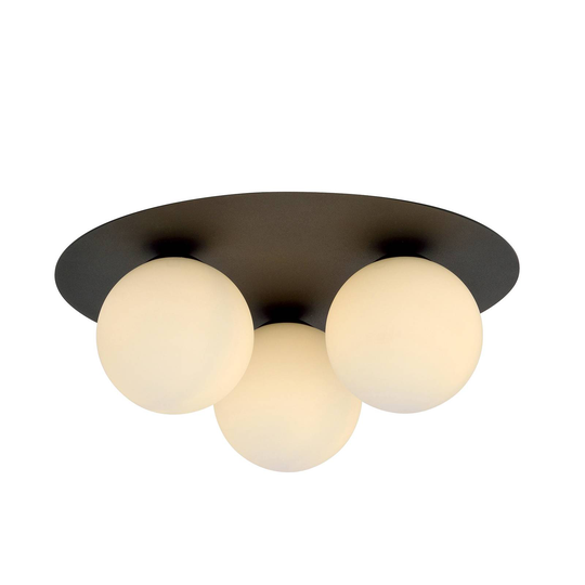 Taklampa Solar, svart/opal, 3 lampor