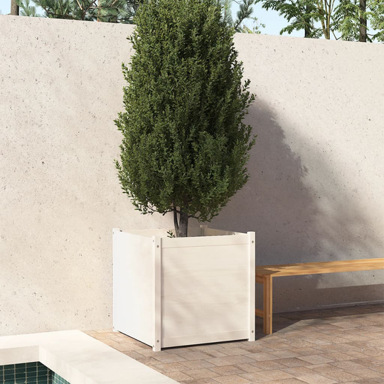 vidaXL Odlingslåda vit 70x70x70 cm massiv furu