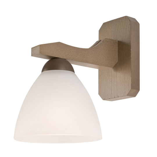 Vägglampa Haro med glasskärm, sonoma ek/vit