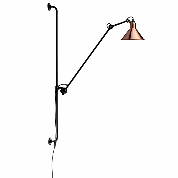 Lampe Gras N214 Vägglampa Matt Svart & Koppar